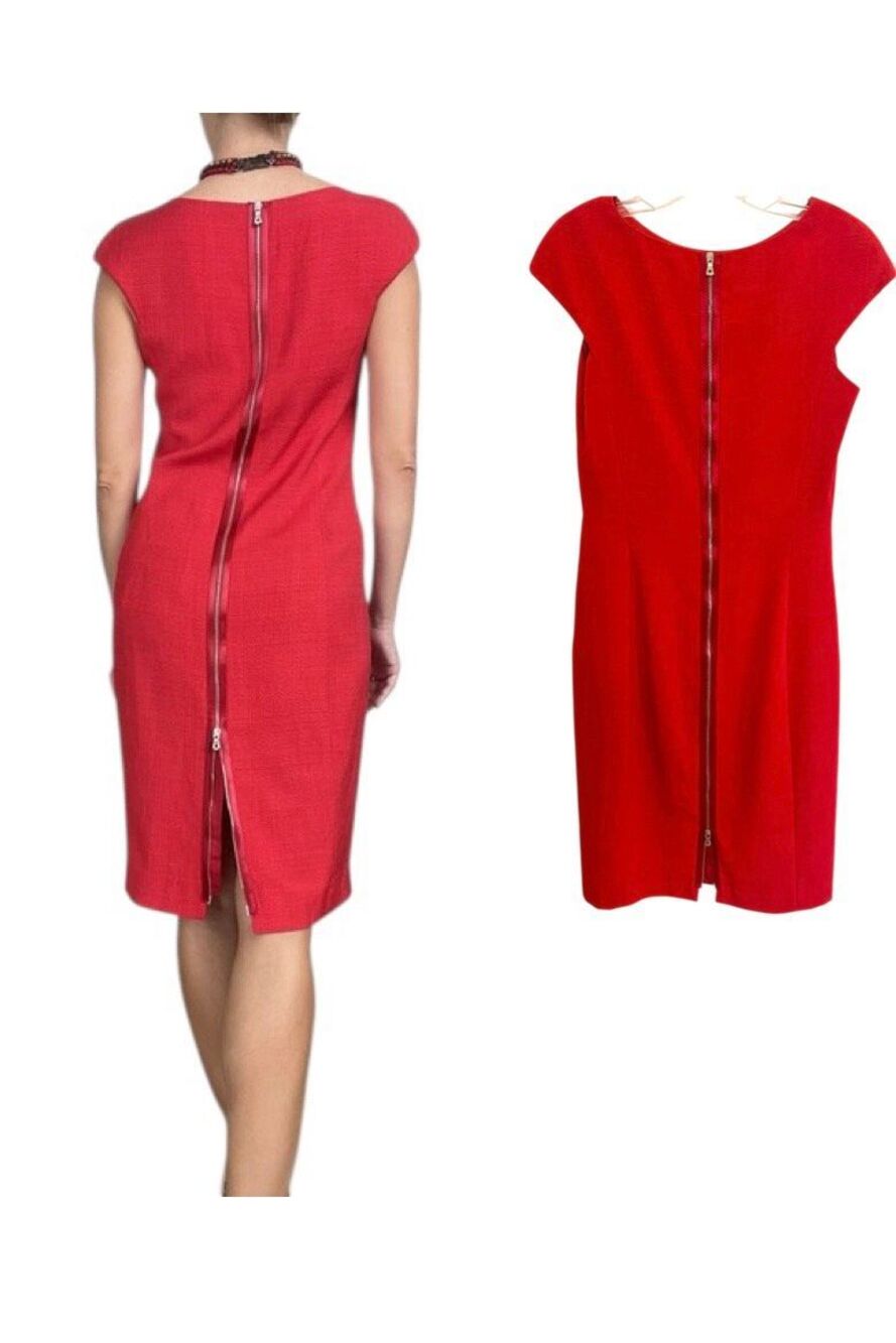 DOLCE & GABBANA Red cap-sleeve sheath Italian dress Sz 42 Medium